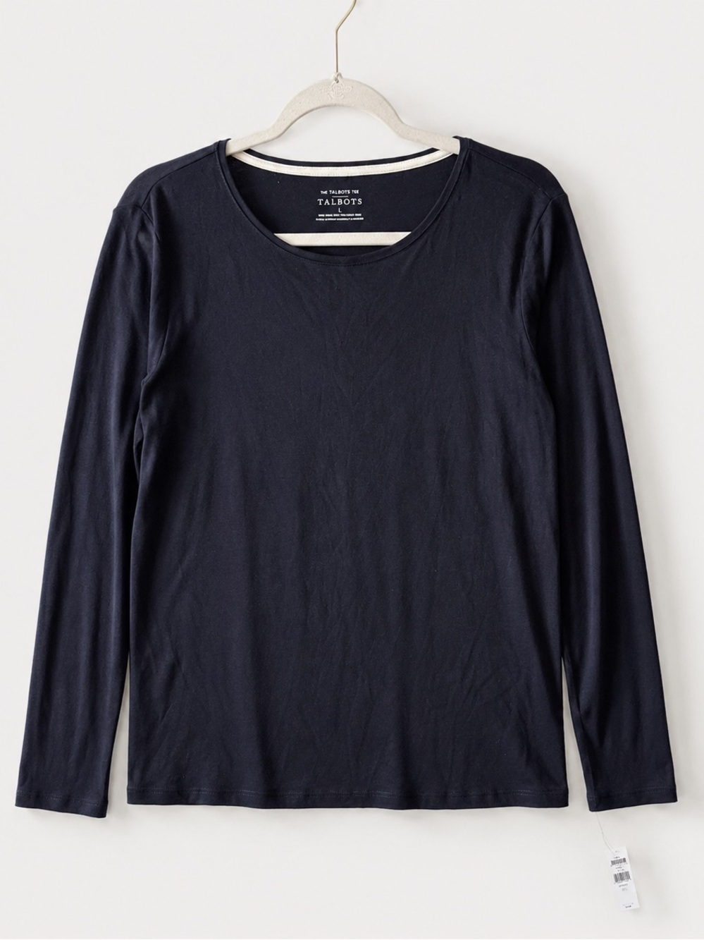 Talbots Tee Women’s L Navy 100% Pima Cotton Long Sleeve Knit Top NWT - Picture 2 of 5